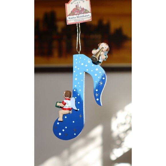 KAETHE WOHLFAHRT Wooden Music Note Star Ornament Angels Christmas Germany Vtg - Picture 8 of 10